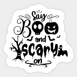 halloween design say boo and scary on text art Sticker